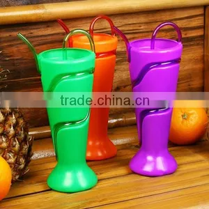 PP Plastic Straw Cup Milkshake Cup With Krazy Straw thumbnail-2