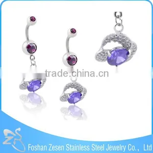 Navel Jewelry Piercing Dangling Pink Crystal Fake Belly Button Ring thumbnail-6