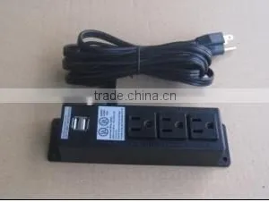 UL 3 Outlet Power Strip With Dual USB Port for Hotel Using thumbnail-2