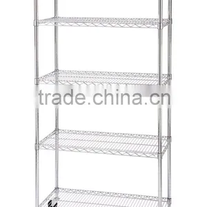 Double Side Metal Adjustable Wire Shelf With Wheels thumbnail-5