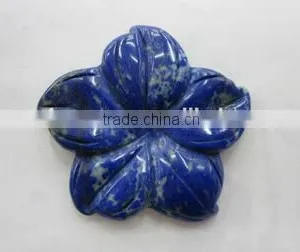 Lapis Lazuli Flower Pendant for Necklace Gemstone Carving thumbnail-2