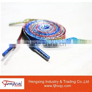 8mm Flat Rainbow Golden Glitter Shoelace thumbnail-1
