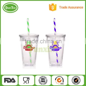 16oz Cheap Wholesale Double Wall Promotion Acrylic Tumbler With Lid and Straw thumbnail-3