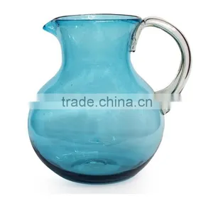 Leadfree Customized Size Certified International Blue Spray Color 3-quart Pitcher With Handle Big Belly Home Decor thumbnail-1