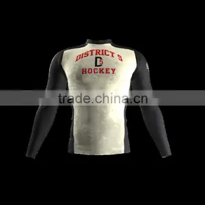 Polyester Spandex Long Sleeves District 5 Compression Shirt / Rash Guard With Club Logo, Player Name and Number at Sleeves thumbnail-1