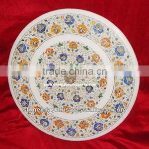 Pietra Dura Marble Stone Inlaid Marquetry Table Top Antique thumbnail-1