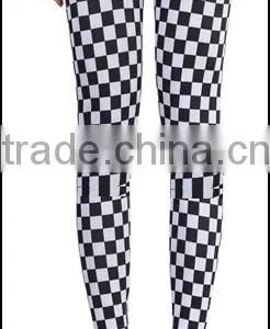USA Trendy Square Rhombus Tartan Digital Print Leggings thumbnail-3