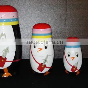 Wooden Russian Doll, 5pc Purple Rolly/Polly Nesting Babushka Doll Set thumbnail-1