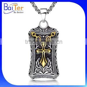 Custom Vintage Stainless Steel Mens Spider Shield Dog Tag Pendant Necklace Wholesale thumbnail-2