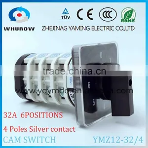 Cam Switch YMZ12-32/4 0-6 Positions 32A Ui 690V 4 Poles White Black Changeover Rotary Switch Sliver Point Contacts thumbnail-1