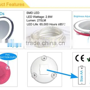 Round Touch LED Wall Mounted Bathroom Makeup Mirror With Magnification thumbnail-3
