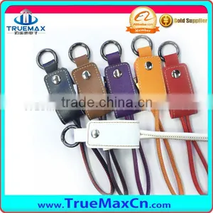 PU Leather Key Chain Type USB Cable For IPhone thumbnail-1