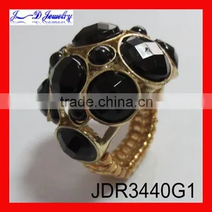 Black Facted Acrylic Beads Ring Designs for Women thumbnail-1