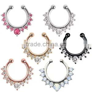 Crystal Clip On Septum Non Piercing Fake Hoop thumbnail-1