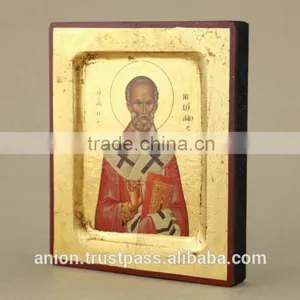 Greek & Russian Orthodox Wooden Icon. St. Nicolas thumbnail-2