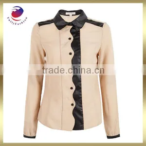 Casual Blouse for Fat Woman Long Sleeve Button Placket Shirt thumbnail-1