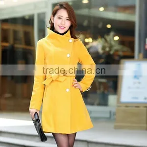 Fashion Trench Coats Women Trench Coat for Woman Wear Casual Woolen Slim Side Pocket Button Sash Women Fashion Winter Coats thumbnail-3