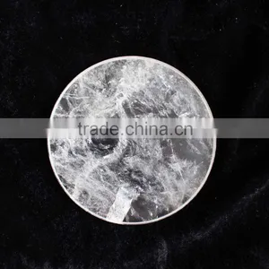 Natural Rock Clear Quartz Stone Crystal Round Slab thumbnail-3