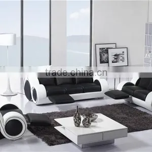 Black Genuine Leather Sofa Set thumbnail-1