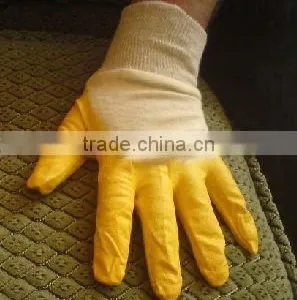 BACK Coated,fully Coated, Labor Glove, YELLOW NITRILE Working Gloves With Safety Cuff ,in CHINA Factory thumbnail-1
