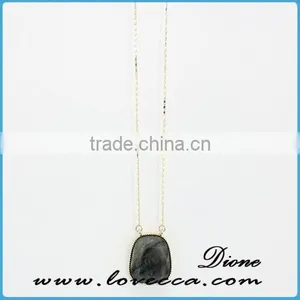 China Factory Wholesale Women Gold Chain Black Stone Necklace thumbnail-2