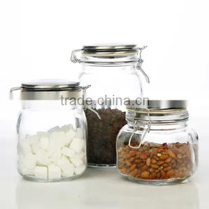 5sizes Glass Storage Jar With Glass Lid Metal Clip thumbnail-2