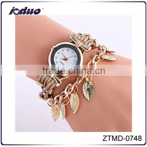 Fashion Luxury Leaves Design Lady Quartz Watches thumbnail-1