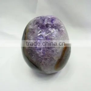Small Size Carved Natural Amethyst Quartz Skulls With Geode All by Handmade Good for Art Collection thumbnail-4