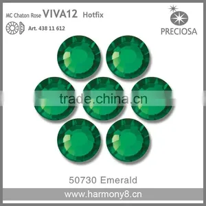 PRECIOSA Flat Back Hot Fix Rhinestones, Emerald MC Chaton Rose VIVA12 thumbnail-1