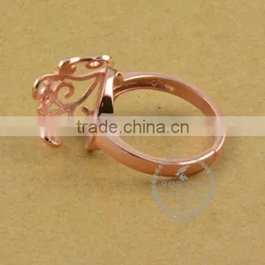 12mm 925 Sterling Silver Rose Gold Leaf Branch Round Bezel Ring Base Blank Supplies DIY Findings 1216004 thumbnail-3