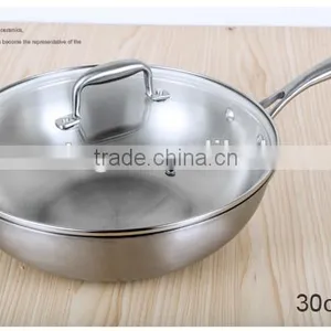 Good Quality 3-ply Wok With Stainless Steel Lid/stainless Steel Frywok With Glass Lid/stir Fry thumbnail-2