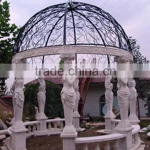 Large Stone Marble Garden Gazebo With Golden Iron Cap thumbnail-1