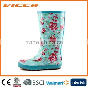 Pink Beautiful Summer Flower Lady`s Rubber Rain Boots thumbnail-1