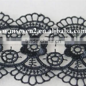 New Arrival Scallop Lace Trim 100% Polyester in Black Circles Pattern With Flowers Lace for Wholesale thumbnail-2