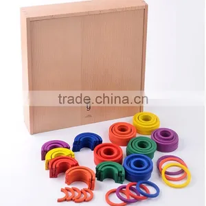 Preschool Gift Children's Learning Toys Wooden Froebel Gabe 9 Education Product Curvilinear Ring thumbnail-1