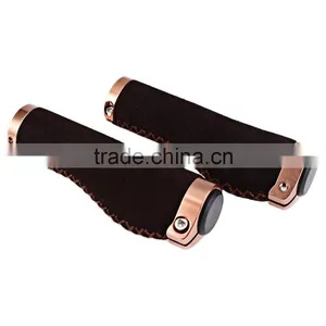 1 Pair Anti-slip Cycling MTB Bike Bicycle Handlebar Cover Grips Vintage Retro Leather Bilateral Lock Cover thumbnail-1