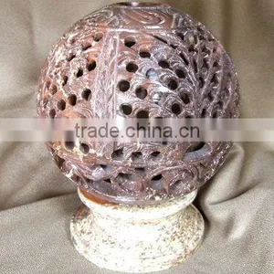 Soap Stone Carved Ball Lantern thumbnail-1