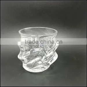 12 oz High White Unique Glass Candle Holder thumbnail-1
