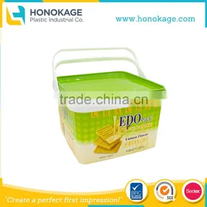 Plastic Cookie Containers Bulk IML PP Custom Logo Colorful Biscuit Box With Handle thumbnail-1
