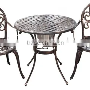SIGMA Outdoor Furniture Ice Bucket 3PCS Set Cast Aluminum Patio Table And Chairs thumbnail-1