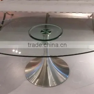 Fashion Tempered Glass Top Brushed Steel Coffee Table Tea Table LQ- GT49 thumbnail-1