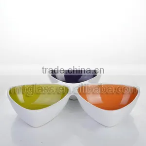 Set of 3 Colored Green Purple,orange Ceramic Ice Cream Bowls Serving Bowl thumbnail-1