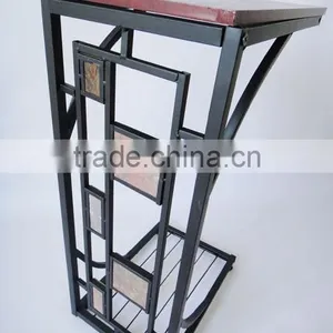 RH-4520 Living Room Geometric Design Artificial Slate-Trimmed MDF Top Metal Sofa Side Table thumbnail-2