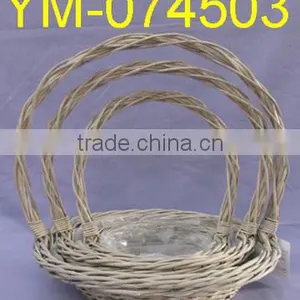 Flat Willow Flower Basket With Handle thumbnail-1
