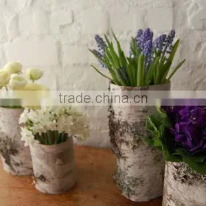 Birch Bark Cylindrical Flower Holder for Home Decoration thumbnail-1