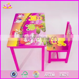 2017 New Design Home / School / Pink Wooden Girls Table and Chairs W08G197 thumbnail-6