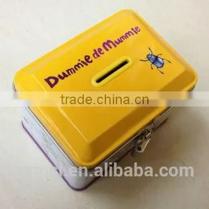 House Shape Tin Can Coin Bank Saving Box With Lock thumbnail-4