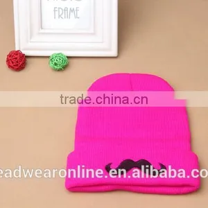 Custom Fashion High Quality Moustache Embroidey Knitted Hats And Beanie Hats thumbnail-4