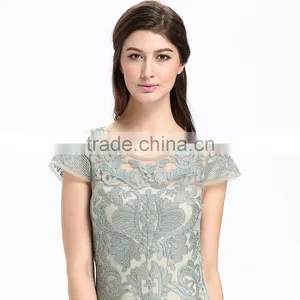 2017 Latest Design Photo For Lady Midi Embroidered Dress thumbnail-2