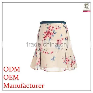 A-Line Binding Waist Traditional Chinese Pattern Print Women Short Skirts thumbnail-1
